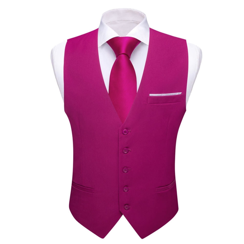 Barry Wang Wedding Vest for Men Ruby Solid V-Neck Waistcoat Size XXL Formal